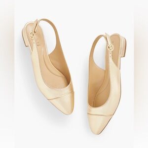 TALBOTS EDISON METALLIC LEATHER SLINGBACK FLATS